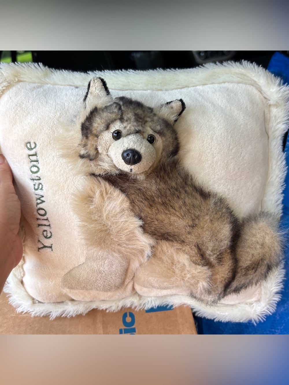 Jaag plush Yellowstone Faux Fur Wolf Accent throw Pillow 3d stuffed animal